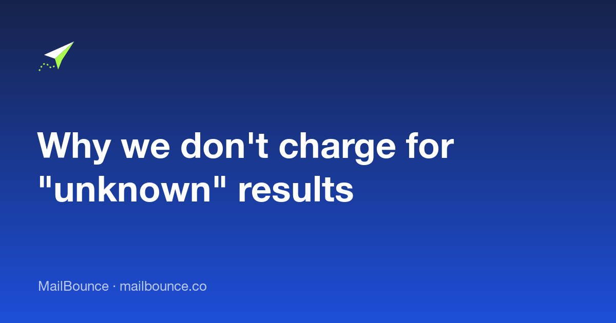 Why we don’t charge for “unknown” results